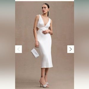 Sachin & Babi Sierra V-Neck Cutout Satin Midi Dress